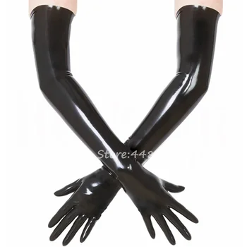 Guantes de goma de látex Unisex, guantes largos moldeados negros sin costuras hasta los hombros, fetiche, ropa de Culb, disfraces de Cosplay para mujer