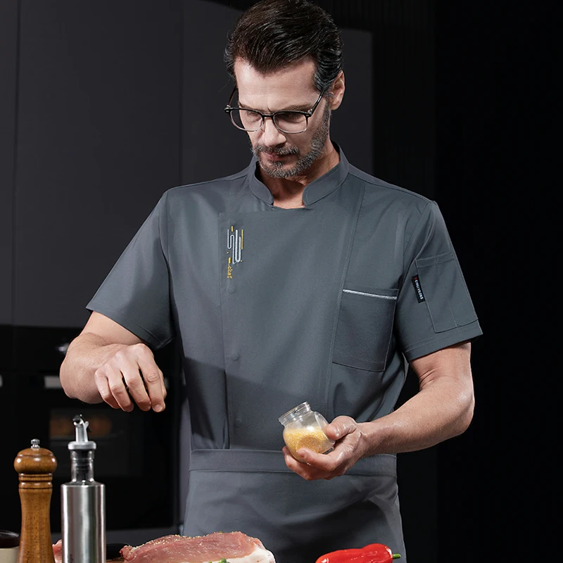 زي الشيف الأبيض للرجال، ملابس الطبخ، قمصان، سترة الشيف الاحترافية، معطف، ملابس العمل، مطعم غربي، خدمة الطعام في الفنادق