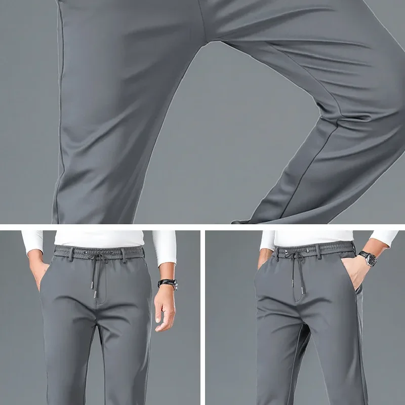 Pantaloni da uomo Cool in seta di ghiaccio 2024 nuova estate sottile Casual Outdoor pantaloni sportivi ad asciugatura rapida pantaloni da uomo Casual larghi dritti maschili