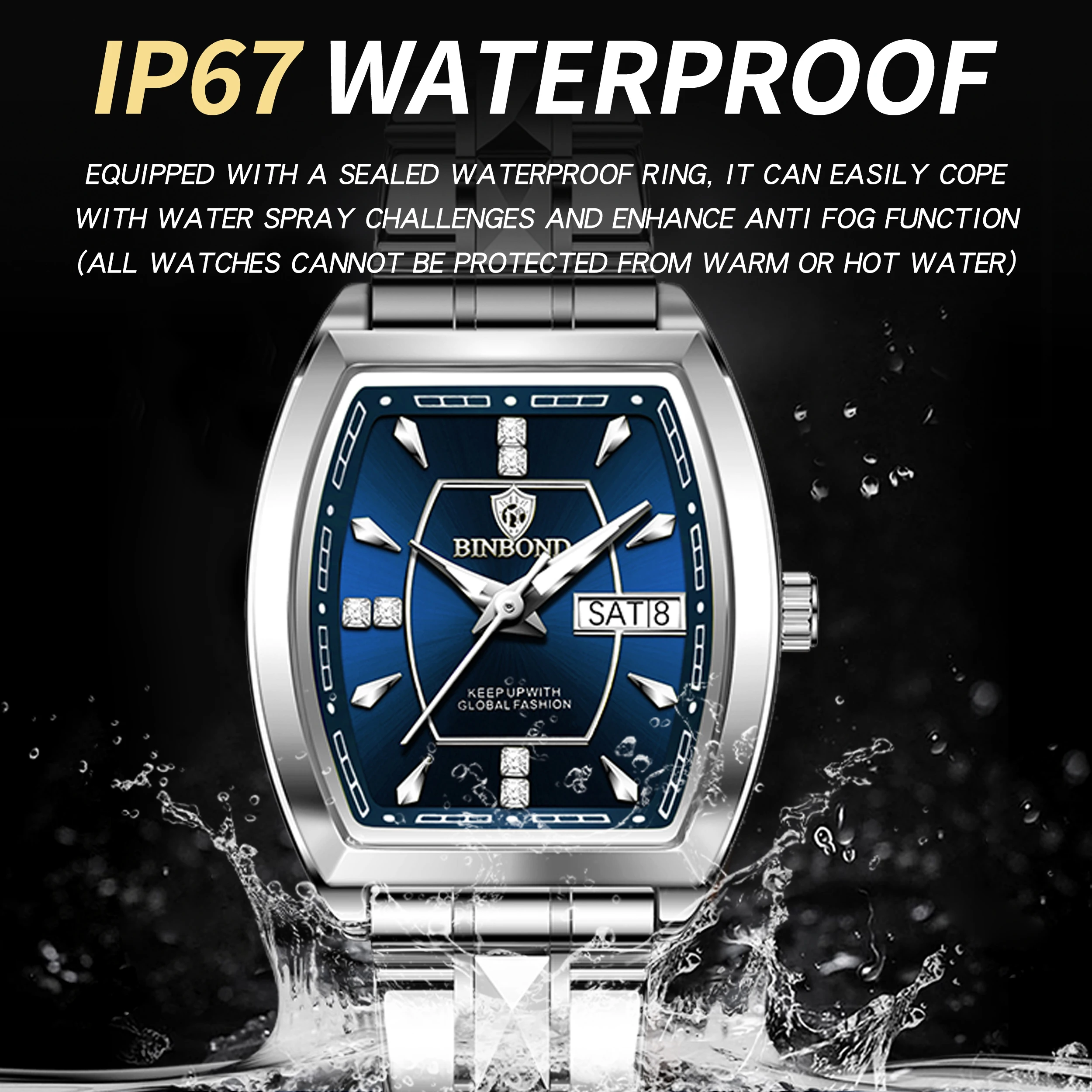 BINBOND Week Display Auto Date Casual Reloj Precise Quartz Watches For Women Luxury Luminous Waterproof Durable Ladies Watch view 5