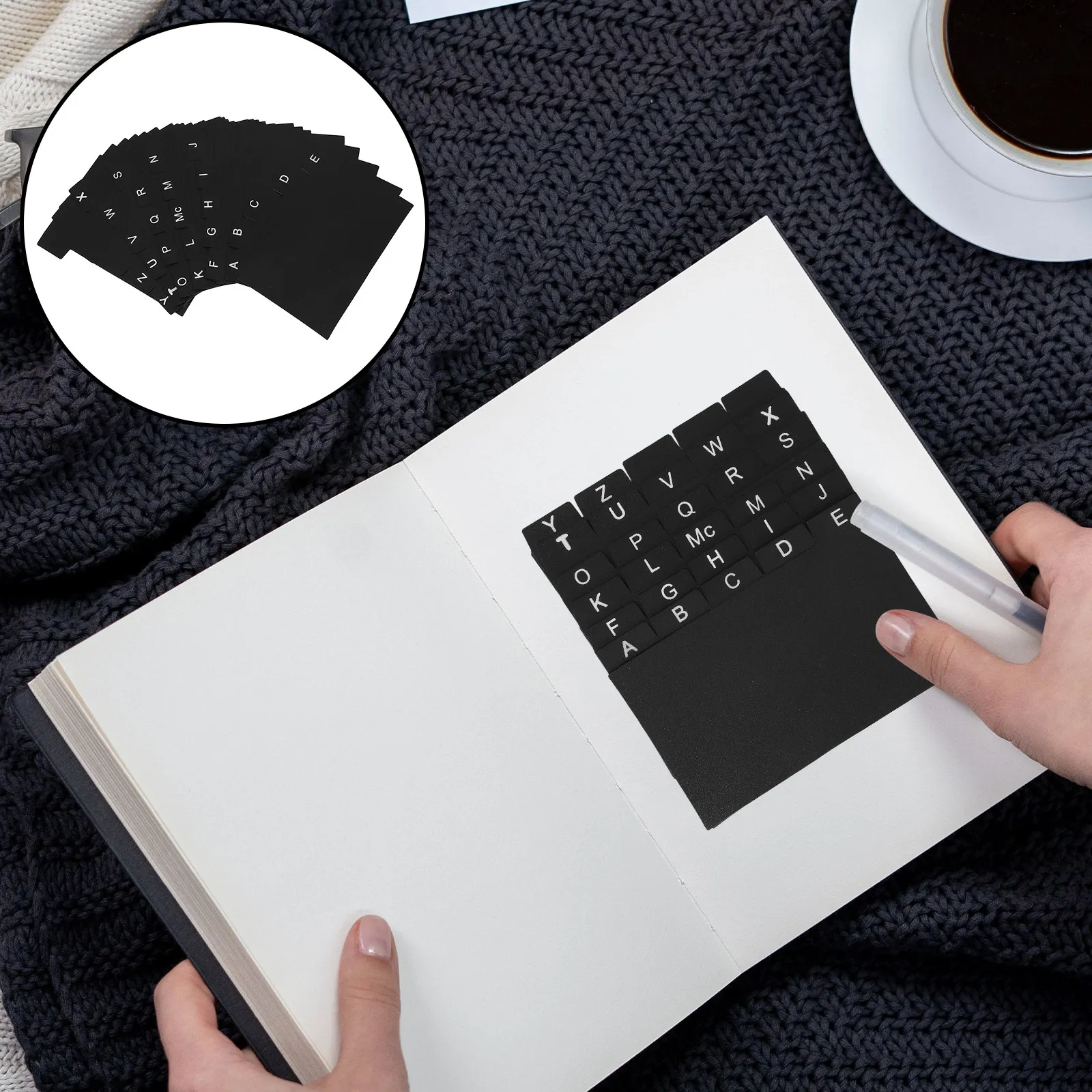 

30Pcs Black Index Card Dividers PP Plastic Tab Dividers for Study Materials Client Files Recipes Alphabet Sorting Space Saving