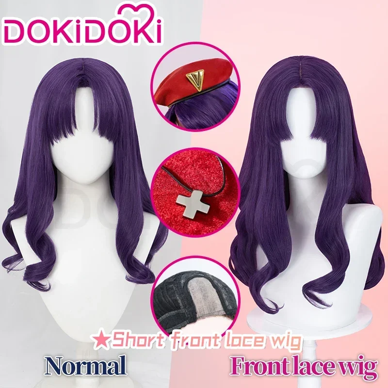 IN STOCK Katsuragii Misato Front Lace Wig Anime EVA Cosplay DokiDoki Women Long Hair Katsuragii Ponytail Cosplay Neclace Hat