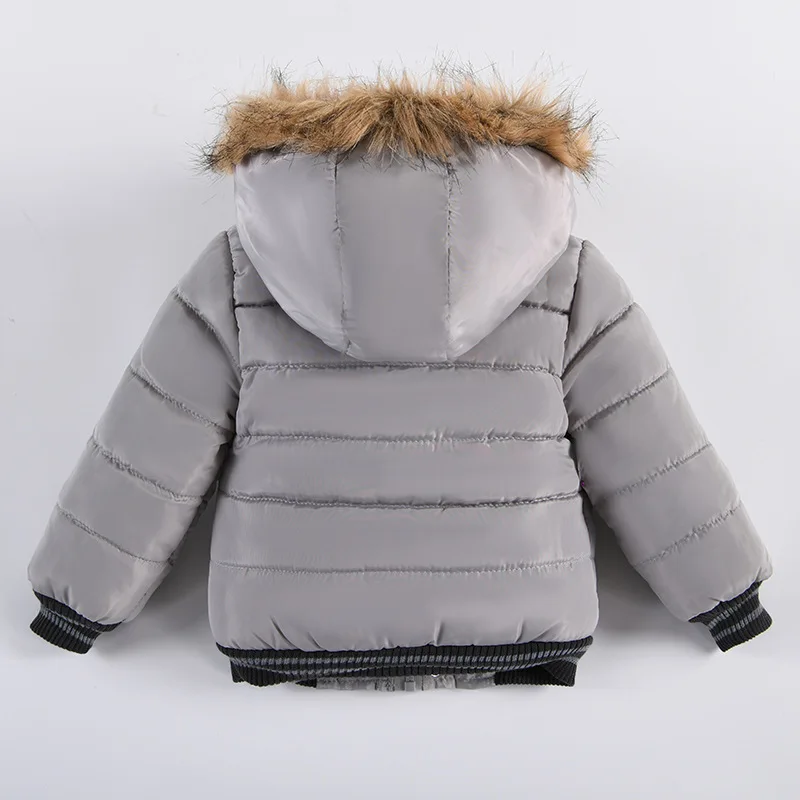 Autumn Winter Boys Jacket New Keep Warm Baby Coat Hooded Zipper Fashion Fur Collar Boys Outerwear 2 3 4 5 6 Years Kids Clothes image 3