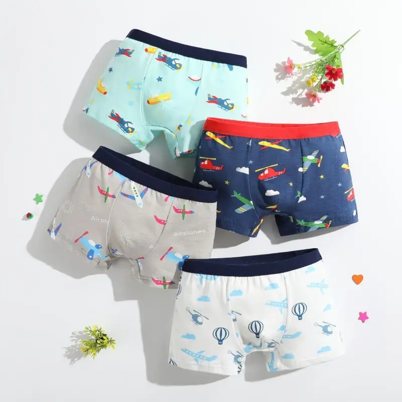 

4pcs Boys Cotton Boxers Panties Cartoon Dinosaur Printed Kids Underwear Soft Children's Underpants Shorts Teenager Panties 1-12Y