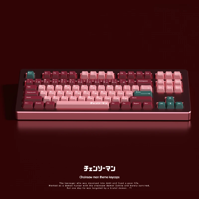 Chainsaw Man 170Key Anime Keycap Cute PBT Thermal Sublimation Cherry Profile Keyboard Cap for Mechanical Keyboard MX Switch Gift