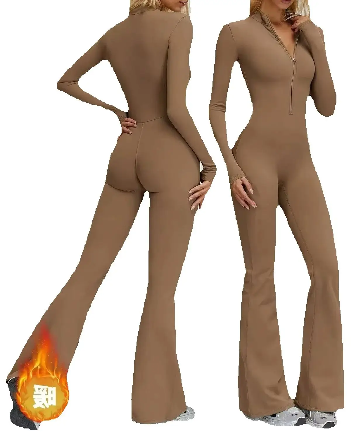 

Женский осенне-зимний комбинезон для йоги на флисовой подкладке, женская одежда для пилатеса, бега, фитнеса, спортивные комбинезоны с длинными рукавами на открытом воздухе