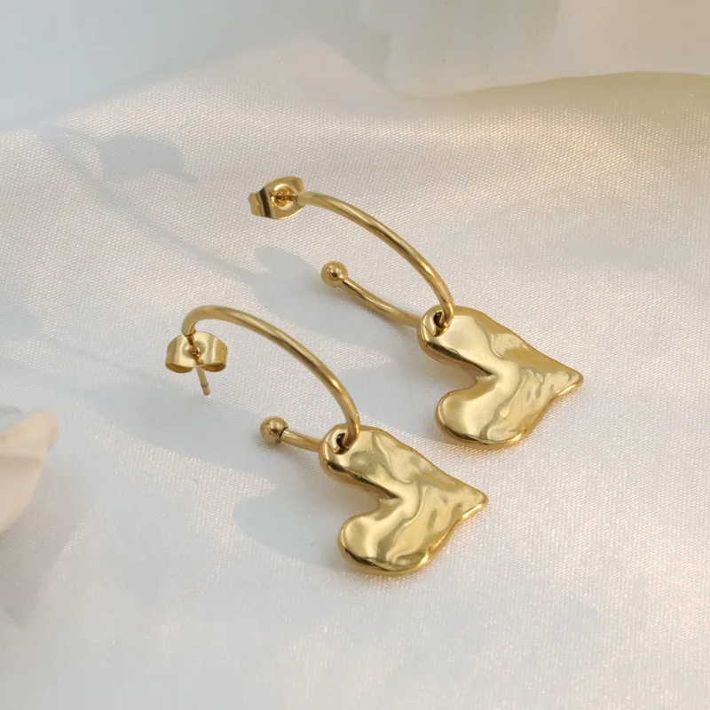 

Персонализированные серьги-гвоздики в форме неправильного сердца из титановой стали, дизайн «Легкая роскошь», для женщин