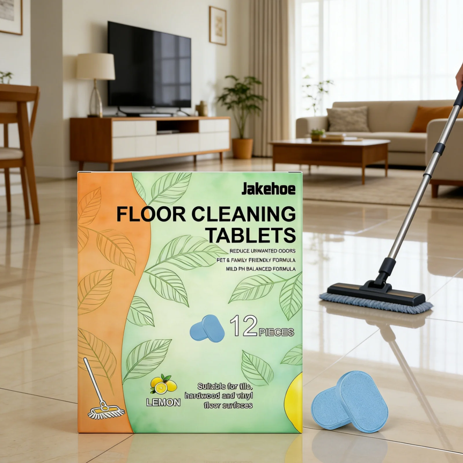 Jakehoe Floor Cleaning Tablets Remove Stains Deep Cleaning Deodorizing Fresh Fragrance Multi Surface Concentrated Floor Cleaner