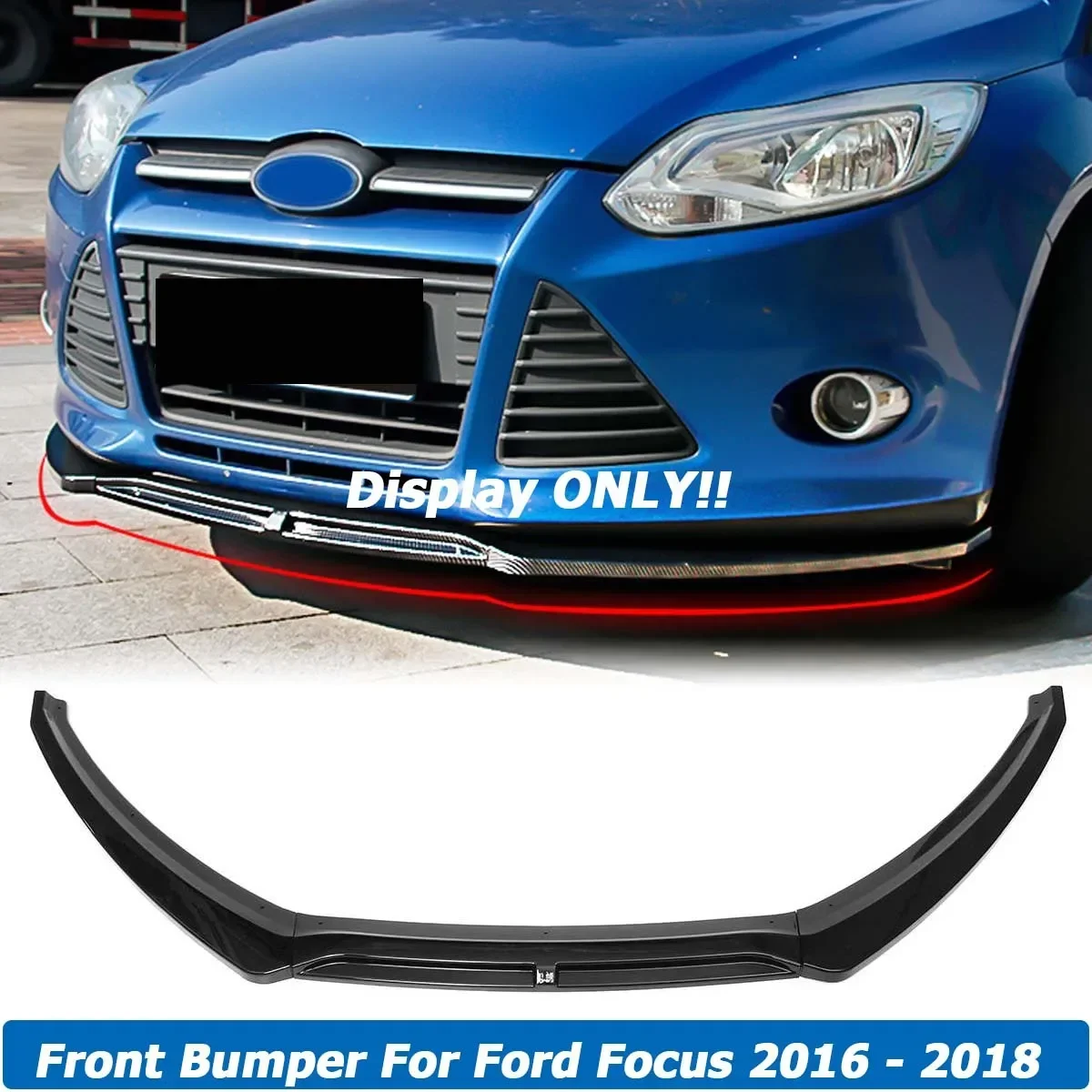 3PCS Front Bumper Lip Spoiler Side Lower Splitter Body Kit Guard Deflector Protection For Ford Focus 2012 - 2018 Car Accessories