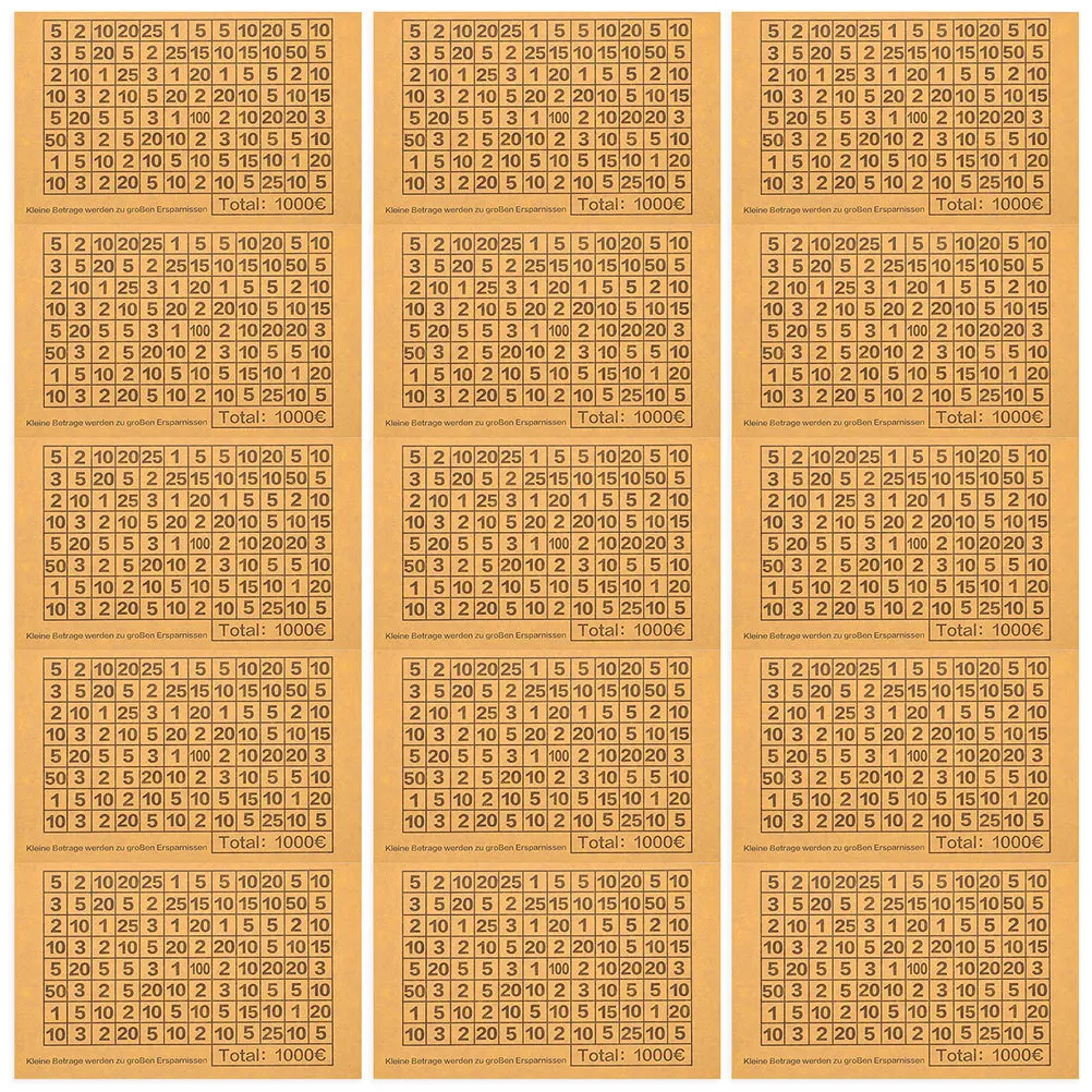 

50pcs Euro Savings Sticker 1000 Beige Target Decal For Money Box Numbered Label Sticker For Coin Bank Diy Saving Jar Tracker