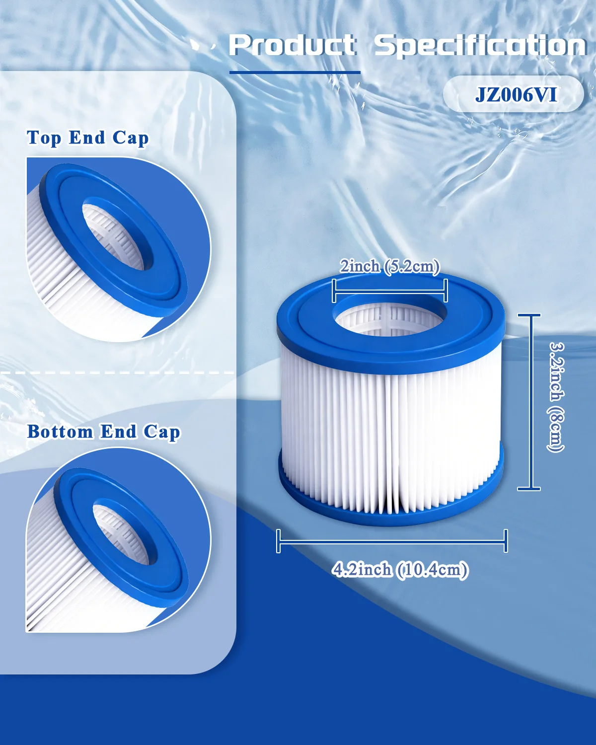 Hot Tub SPA Filter Type VI (4 Pack) Aboveground Pool Filter with 90352E 58323 90427E 58323E