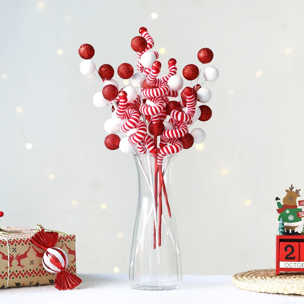 

1PC 30CM Artificial Plants Christmas Ornaments Navidad Gift For Home Xmas Tree Cuttings Wreath Garland 2024 New Year Decorations