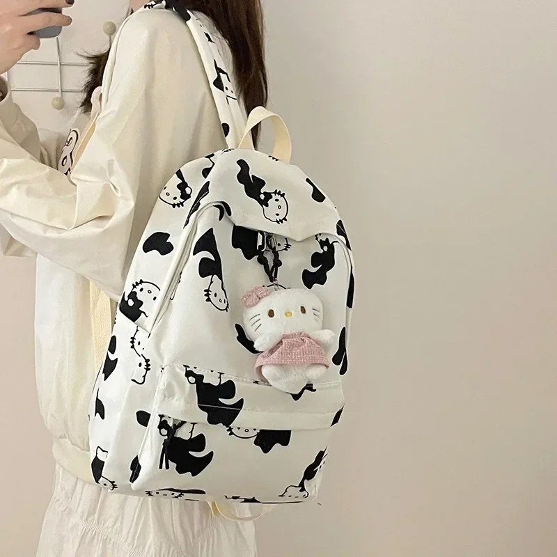 Sanrio HelloKitty Cute Cartoon Girl Duża pojemność Prosty styl college\'u Studenci Nastolatki Plecak kampusowy Plecak do szkoły średniej
