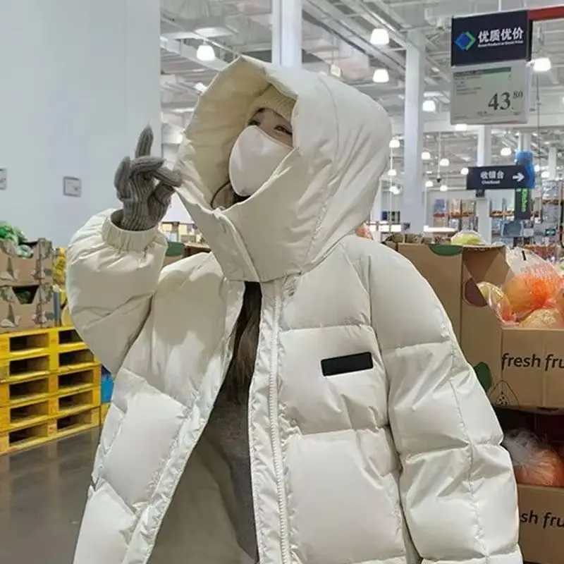 

Женские хлопковые пальто, осень-зима 2024, новинка, утепленная модная повседневная толстовка больших размеров, однотонная теплая куртка-паркер