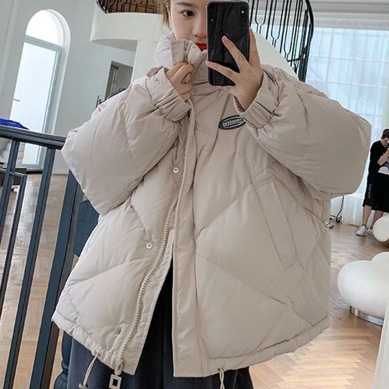 Winter Korean Cotton Padded Jacket Women Harajuku Stand Collar Warm Short Parkas Ladies Zipper Thicken Bread Puffer Coat Female