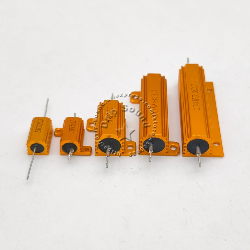 1PCS 5W 10W 25W 50W 100W Speaker Crossover Aluminium Shell Resistor Current Limiting Load Component