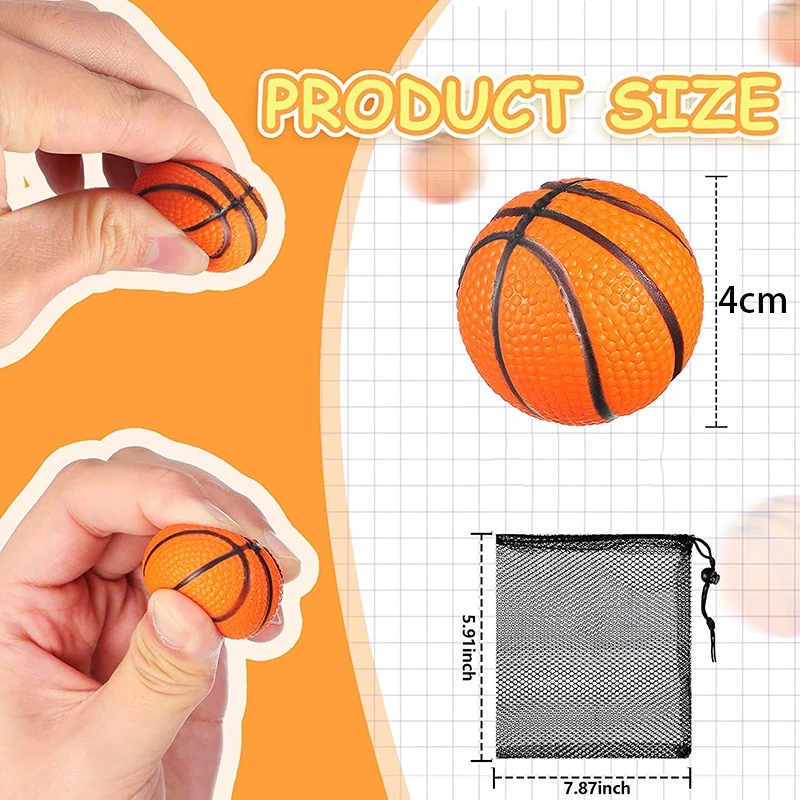 2/5/10pcs Mini Basketball Party Favors Squishy Mini Stress Ball Basketball Sports Bouncy Stress Balls School Reward Fidget Toys