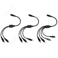 DC Power 1 Female to 2 Male 5.5mm x 2.1mm Barrel Plug Y Splitter Adapter Splitter Cord for Surveillance Camera LED Strip Light