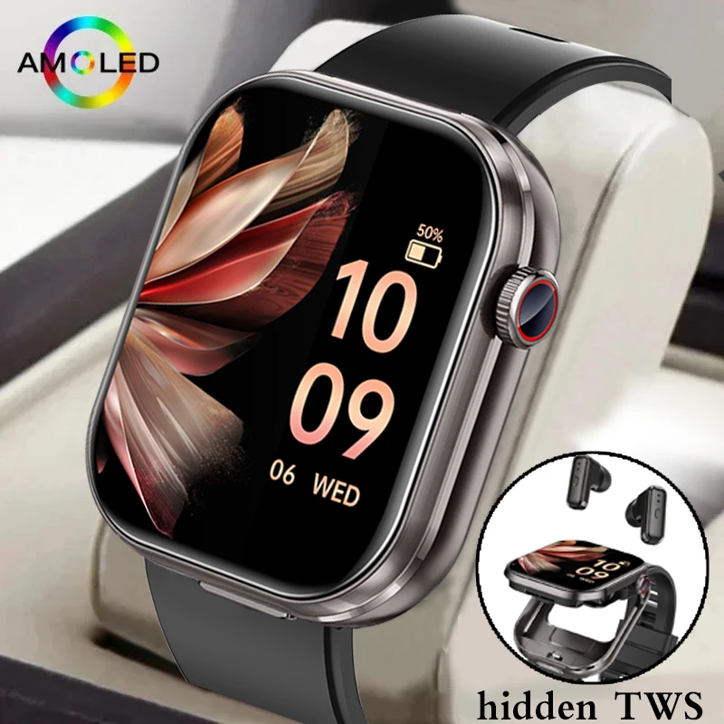 

Новые музыкальные наушники TWS 2-в-1, умные часы для мужчин, 2,02 дюйма, AMOLED-дисплей, всегда показать время, BT-вызов, пульсометр, спортивные умные часы для женщин