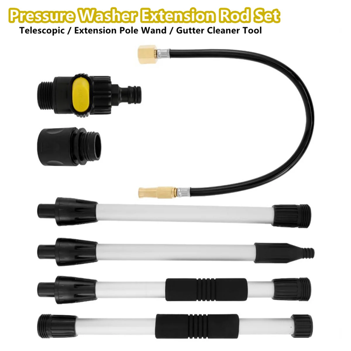 Gutter Cleaner Wand Flexible Bendable Nozzle Adjustable Extension Rod Kit for Garden Hose Attachment Roof Eaves Cleaning