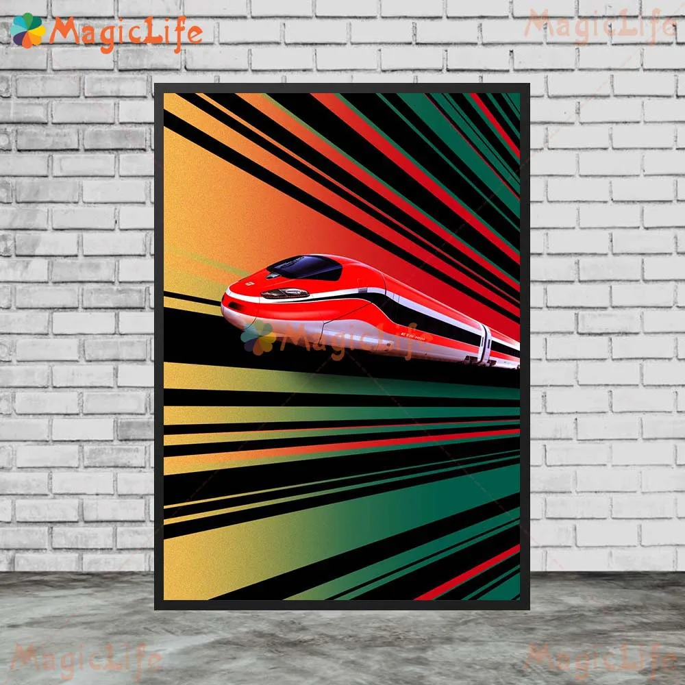 Cartoon Train high-speed Rail Motor Car Wall Pictures For Living Room Nordic Poster Wall Art Canvas Painting Home Decor Unframed
