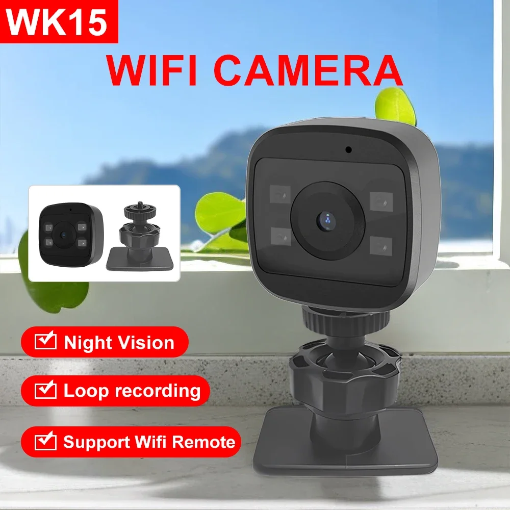 WK15 Mini WiFi HD Camera, Micro Voice Recorder Cam, Infrared, Night Vision, Recording DV, Camcorder, 1080P, IPC