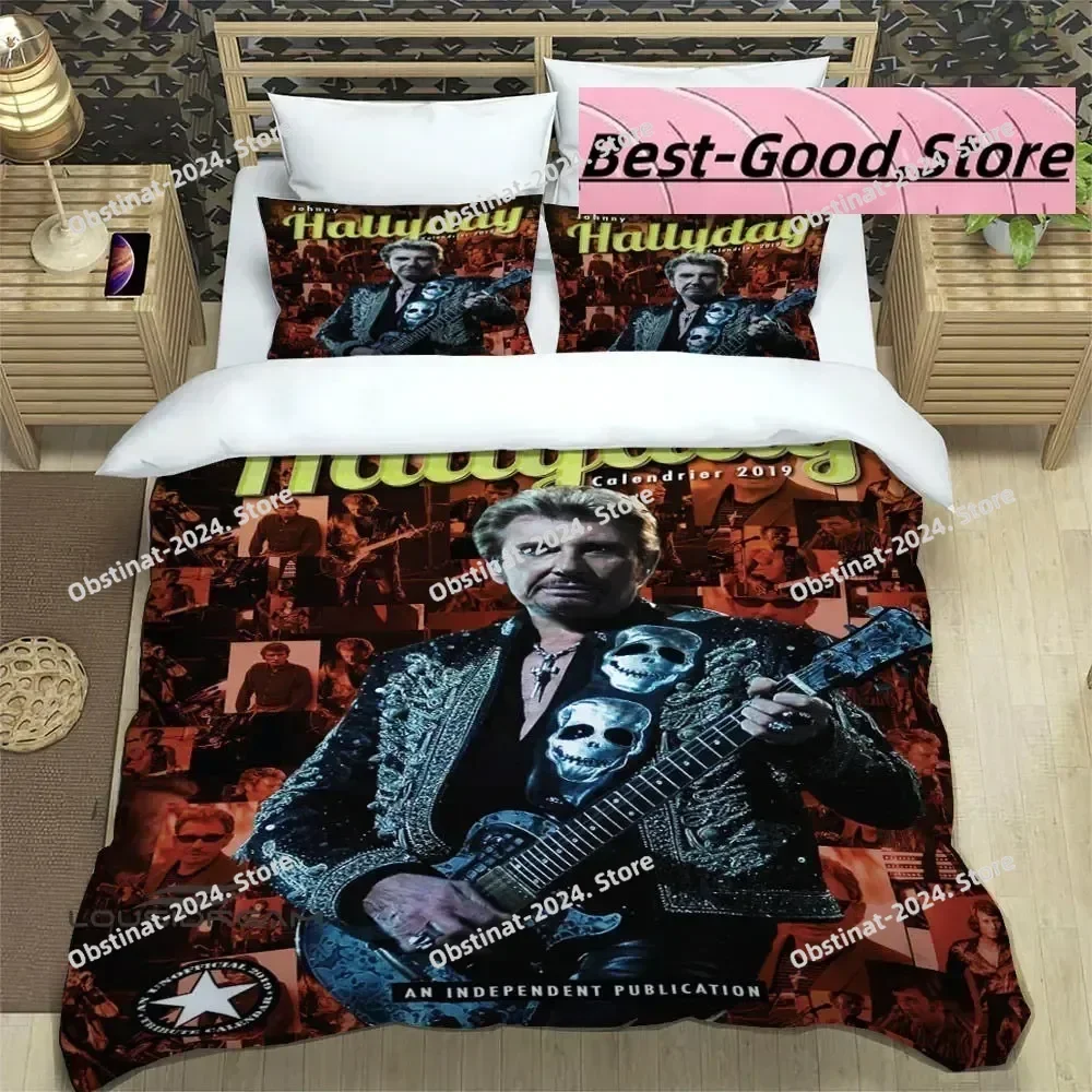 

3D Print Rock Star Johnny Hallyday Bedding Set Boys Girls Twin Queen King Size Duvet Cover Pillowcase Bed boys Adult Bedroom