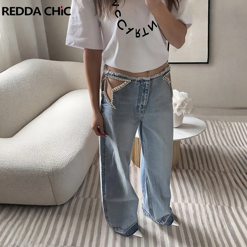 

ReddaChic Hollow Star Wide Leg Jeans Hotties New In Sparkly Tall Girl Straight Loose Fit Denim Pants Lounge ICON Woman Clothes