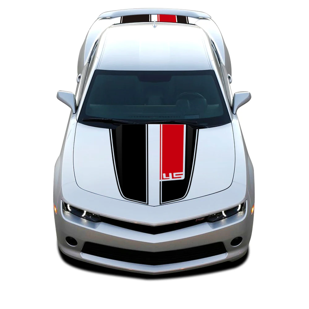 Rally Racing Hood and Trunk Stripes Graphics Kit Vinyl Decal Wrap Sticker for Chevrolet Camaro 2010-2015 Accessories