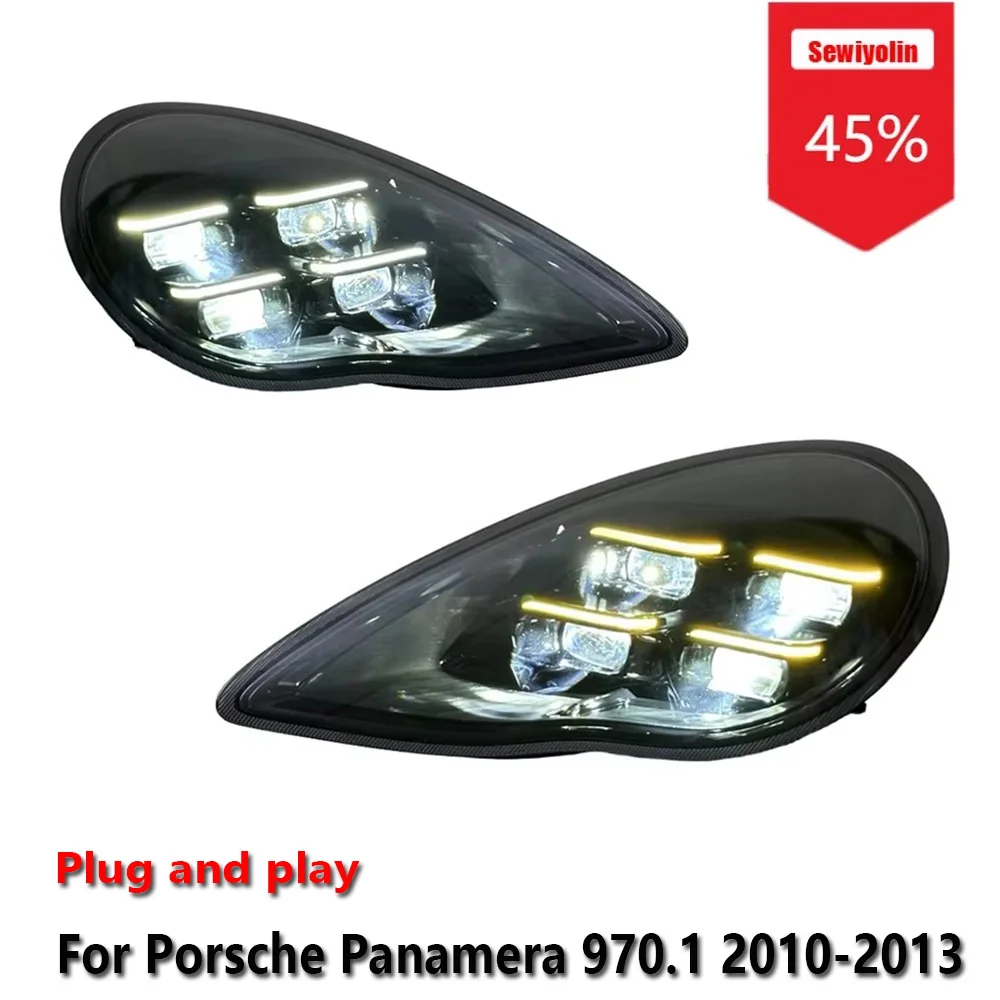 

Sewiyolin Car LED Headlight Assemblies For Porsche Panamera 970.1 2010-2013 Yellow White DRL Brake Signal Lamp Plug and Play
