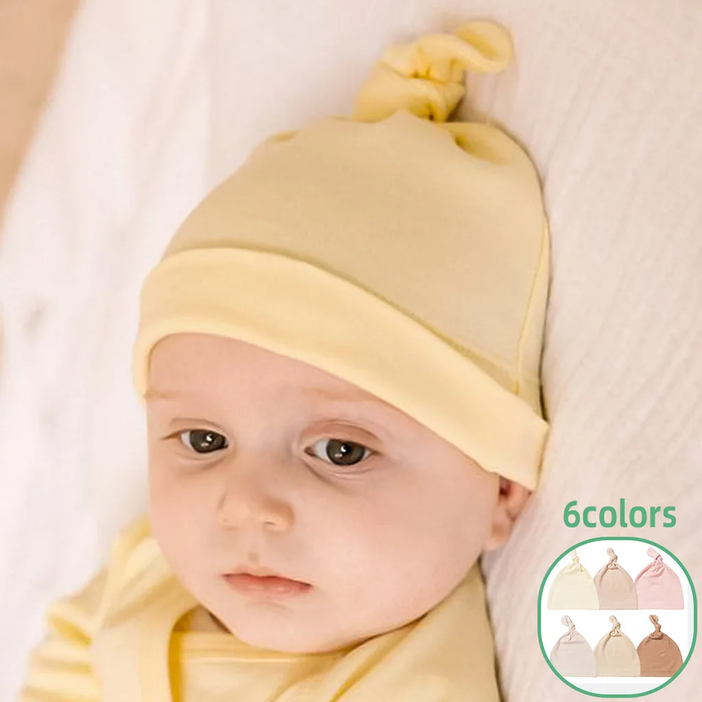 

Новая милая шапочка-пищалка для новорожденных, мягкая теплая детская шапка-бини с узелком