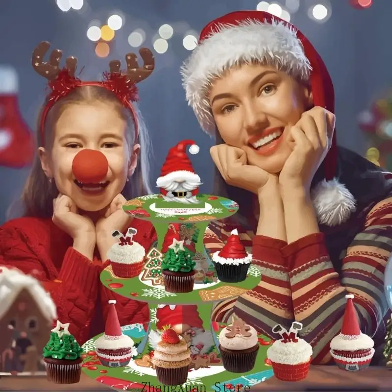 Weihnachtsdessertständer mit Weihnachtscharakter-Kunst für süße Tische 3XUF – Detail 5