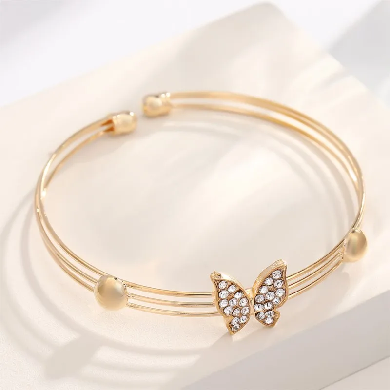 Cute Sweet CZ Butterfly Design Jewelry Sets for Women Butterfly Charm Necklace Bracelet Earrings Ring Party Jewelry Accessories