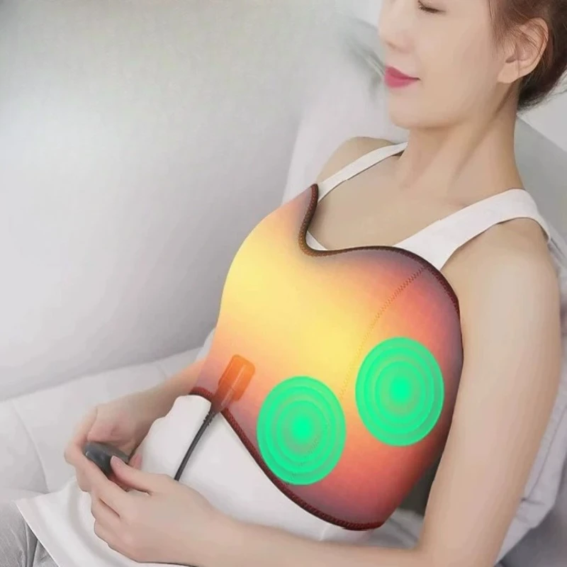 Heated Chest Massager Bra Carbon Fiber Moxa Three Speed Vibration Timer Meridian Breasts Care Relief Lumps Hyperplasia Home