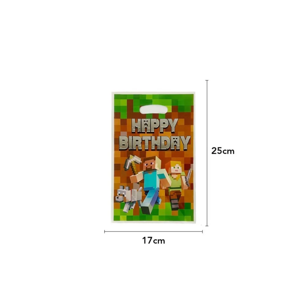 Minecraft Birthday PE Gift Bags 10Pcs Pixel Game Theme Party Favor Bags  Candy Treat Loot Bags Anime Decor Supplies Gifts view 2
