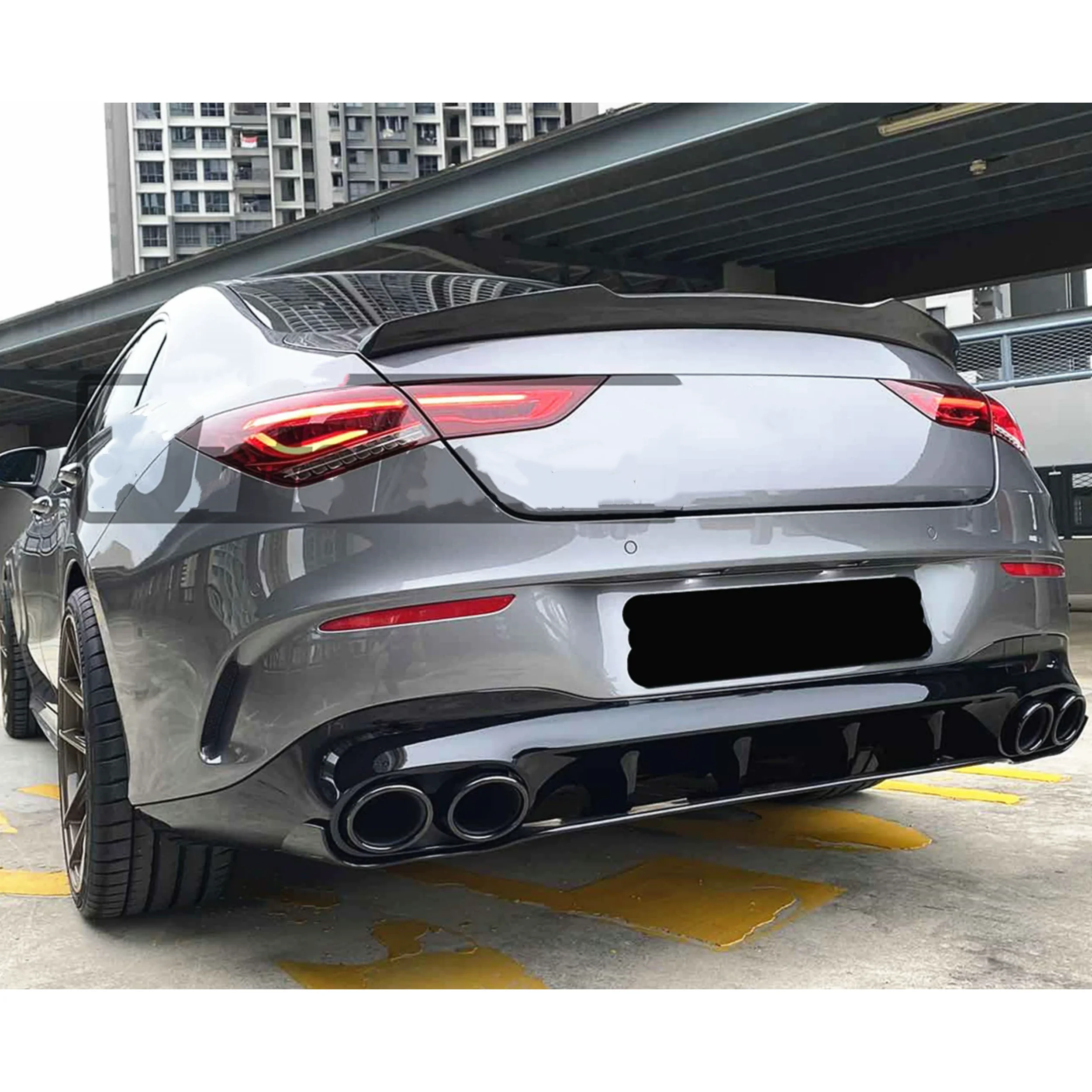 Rear Lip Quad Exhaust Tips Spoiler for Mercedes-Benz CLA45 CLA200 C118 Upgrade to CLA45s Style Rear diffuser Car Accessories - view 2