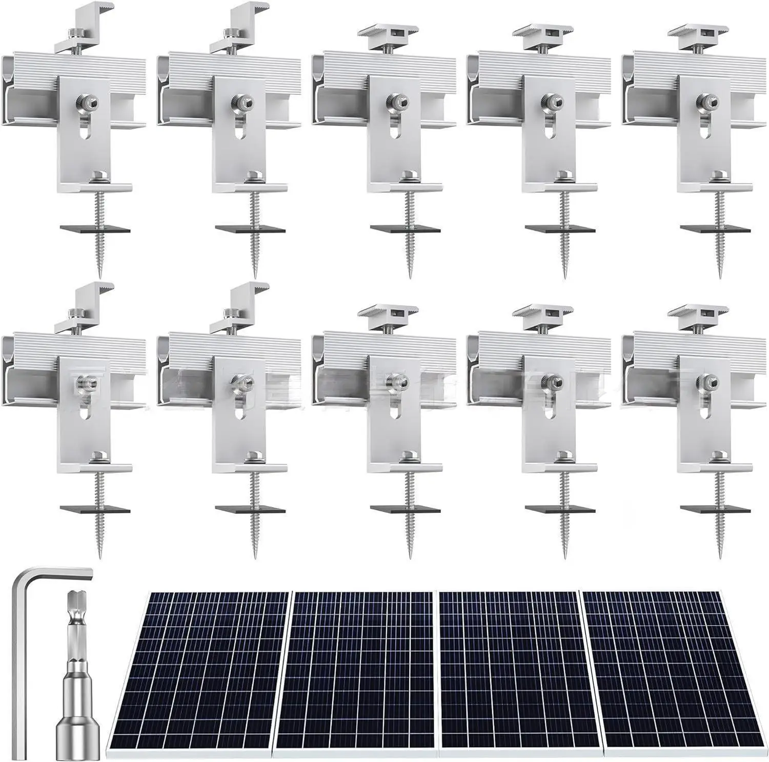 trilho de fixacao do painel solar suporte de liga de aluminio para telhado plano telhado de metal suporte do modulo do painel 10cm 10 pcs por conjunto 01