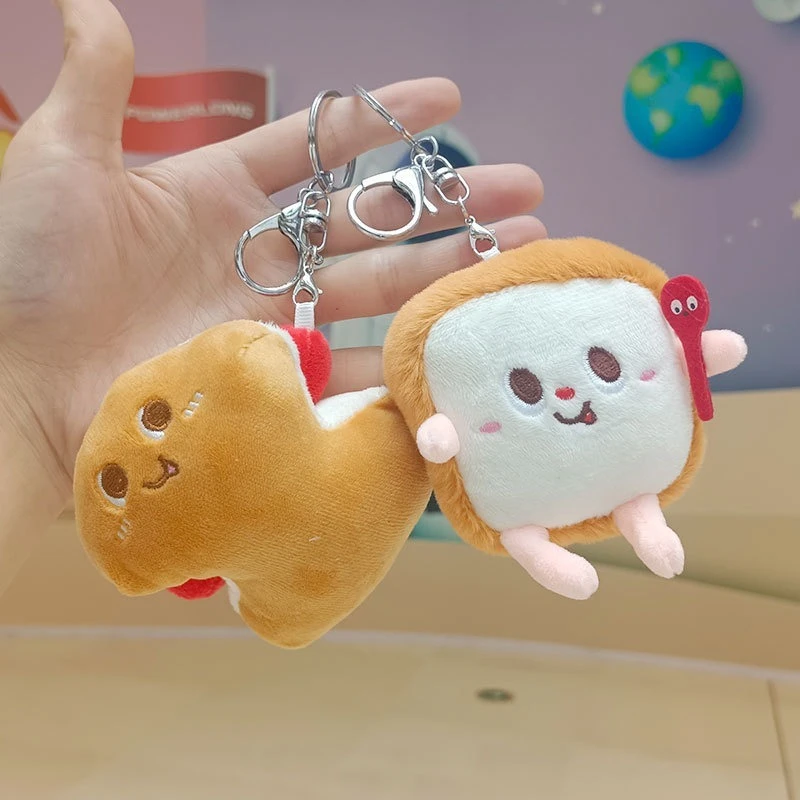 12cm Hamburger Plush Pendant Kawaii Food Bread Hot Dog French Fries Plush Doll Soft Stuffed Plush Pendant Keychains For Children