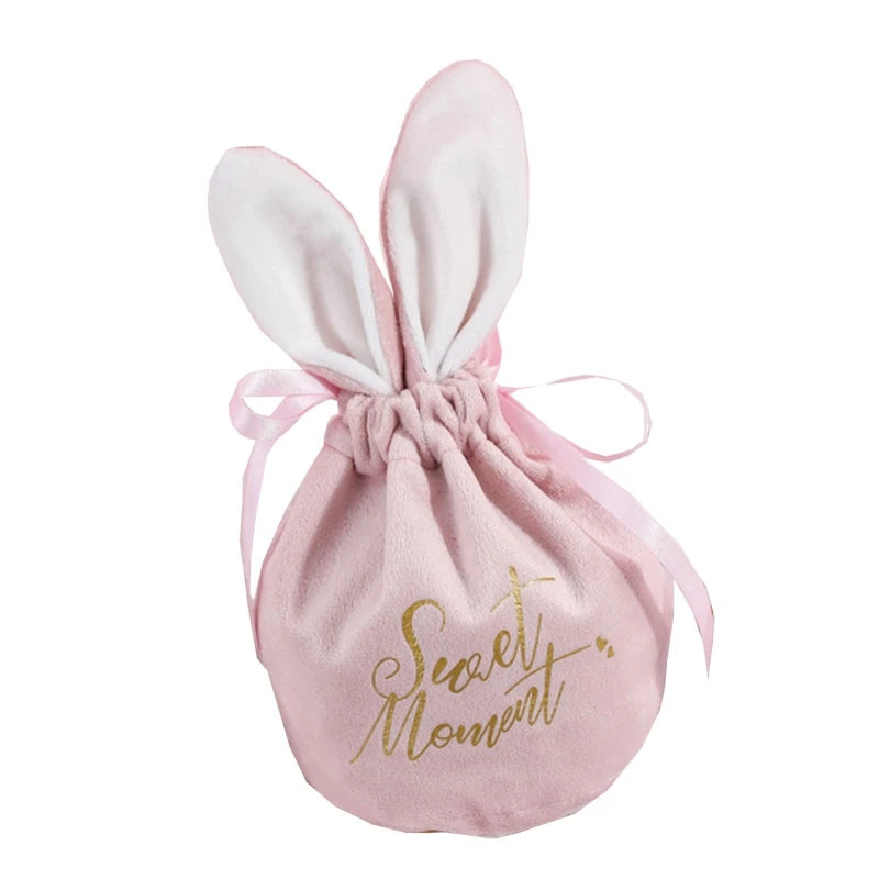 Bolsa almacenamiento dulces terciopelo, bolsa embalaje con orejas conejo, bolsas regalo Pascua para dulce