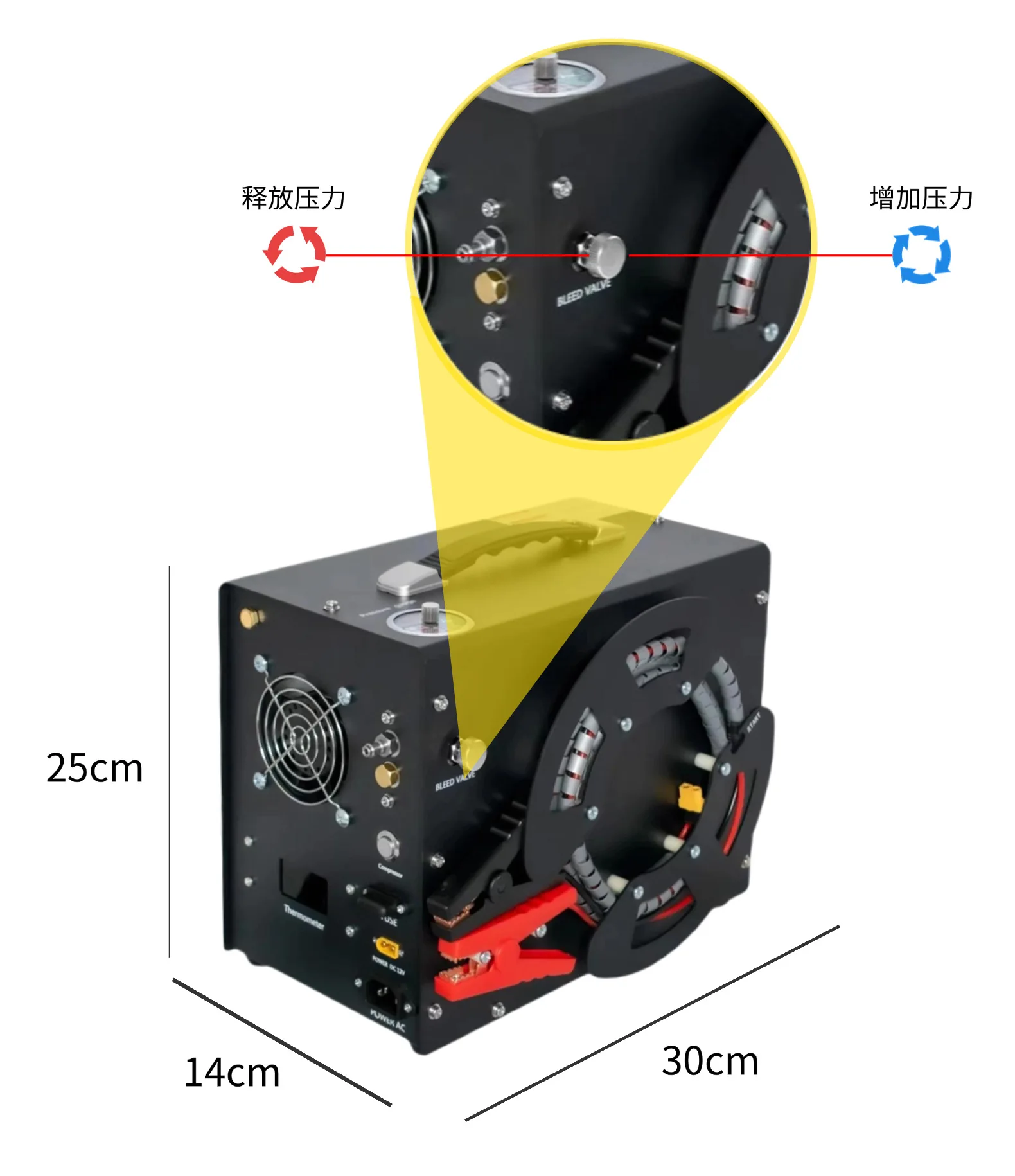 300bar/4500psi/30mpa High Pressure Auto Stop  Fan Cooling  Hunting Paintball  Adapter PCP Air Compressor