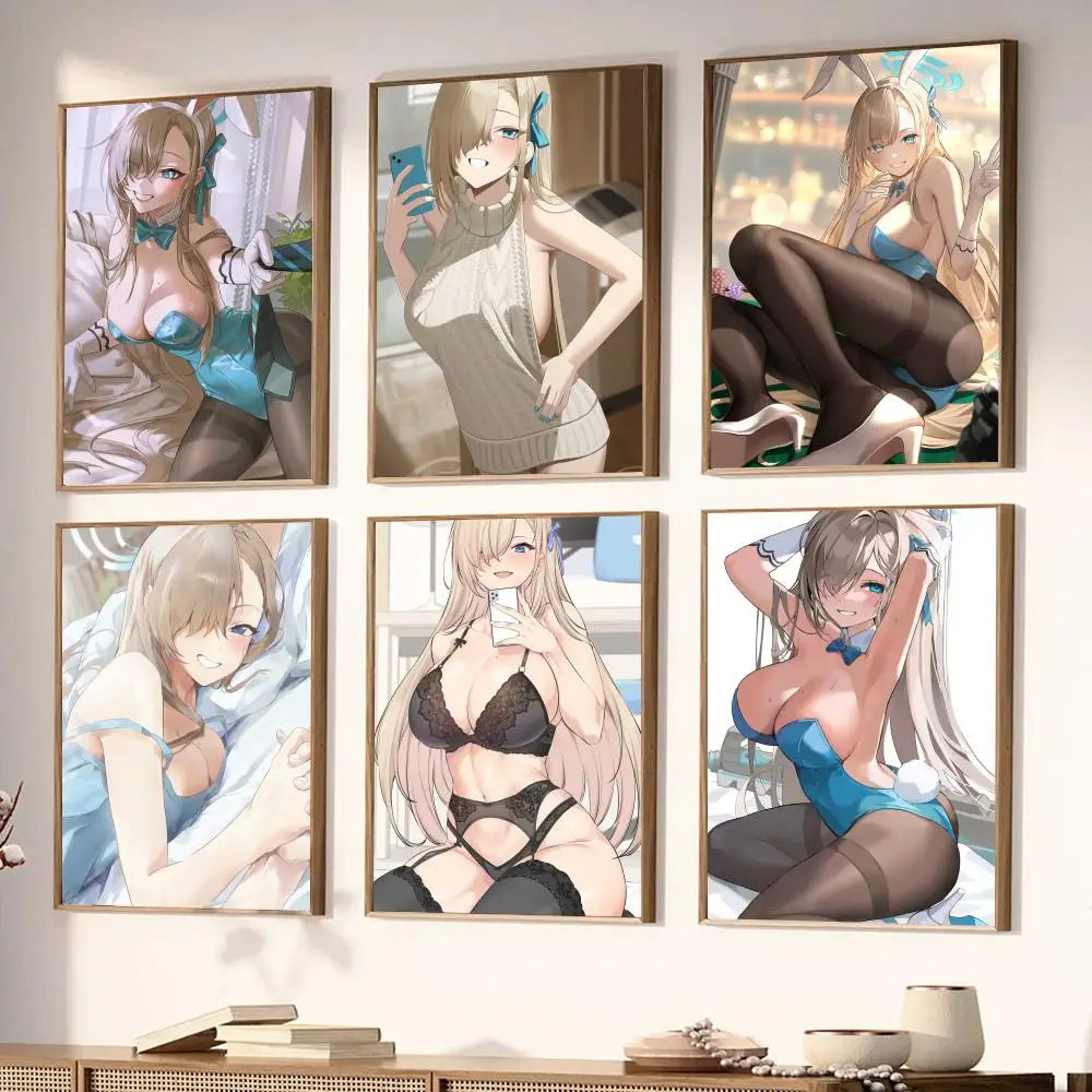 Anime Game Blue Archive Ichinose Asuna Poster Stickers Living Room Bedroom Entrance Cafe Wall Art Decoration Painting