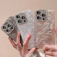 Ink water ripple glitter lens ring phone case suitable For iPhone 16 15 14 13 12 11 ProMax wrinkled wave protective cover