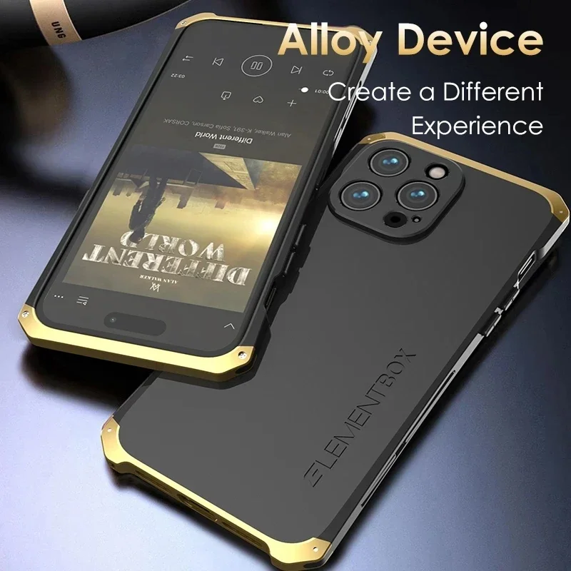 

Metal Frame PC Phone Case For iPhone 13 14 15 16 Pro Max Aluminum Anti-collision Strip Silica gel Back Cover For IPHON 15 Promax