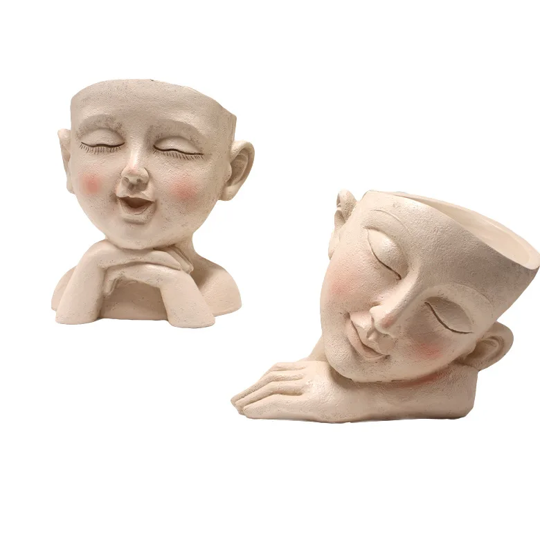 

Abstract Face Planter with Holes - Modern Nordic Style Succulent Pot for Indoor Plants