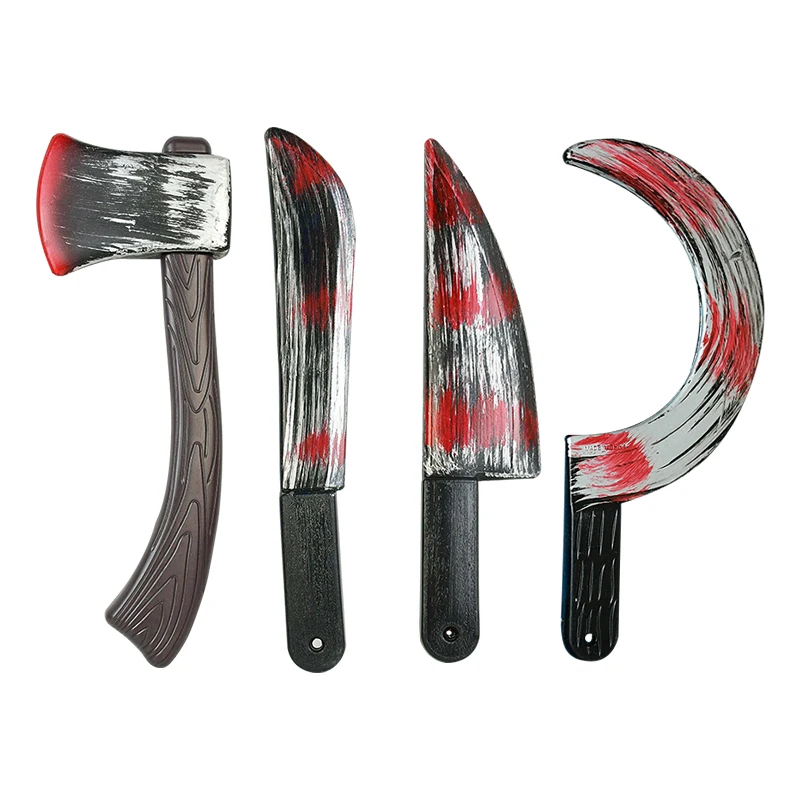 할로윈 블러디 가짜 칼 플라스틱 도끼 어린이를위한 장난감 선물 공포 코스프레 의상 파티 소품 해피 할로윈 장식 용품