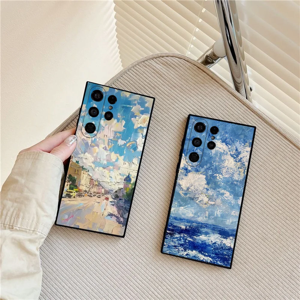 

Art Oil Painting Phone Case For Samsung Galaxy S25 Ultra S22 S23 S24 Ultra S21 S20 5G Protective Soft Silicone TPU Funda
