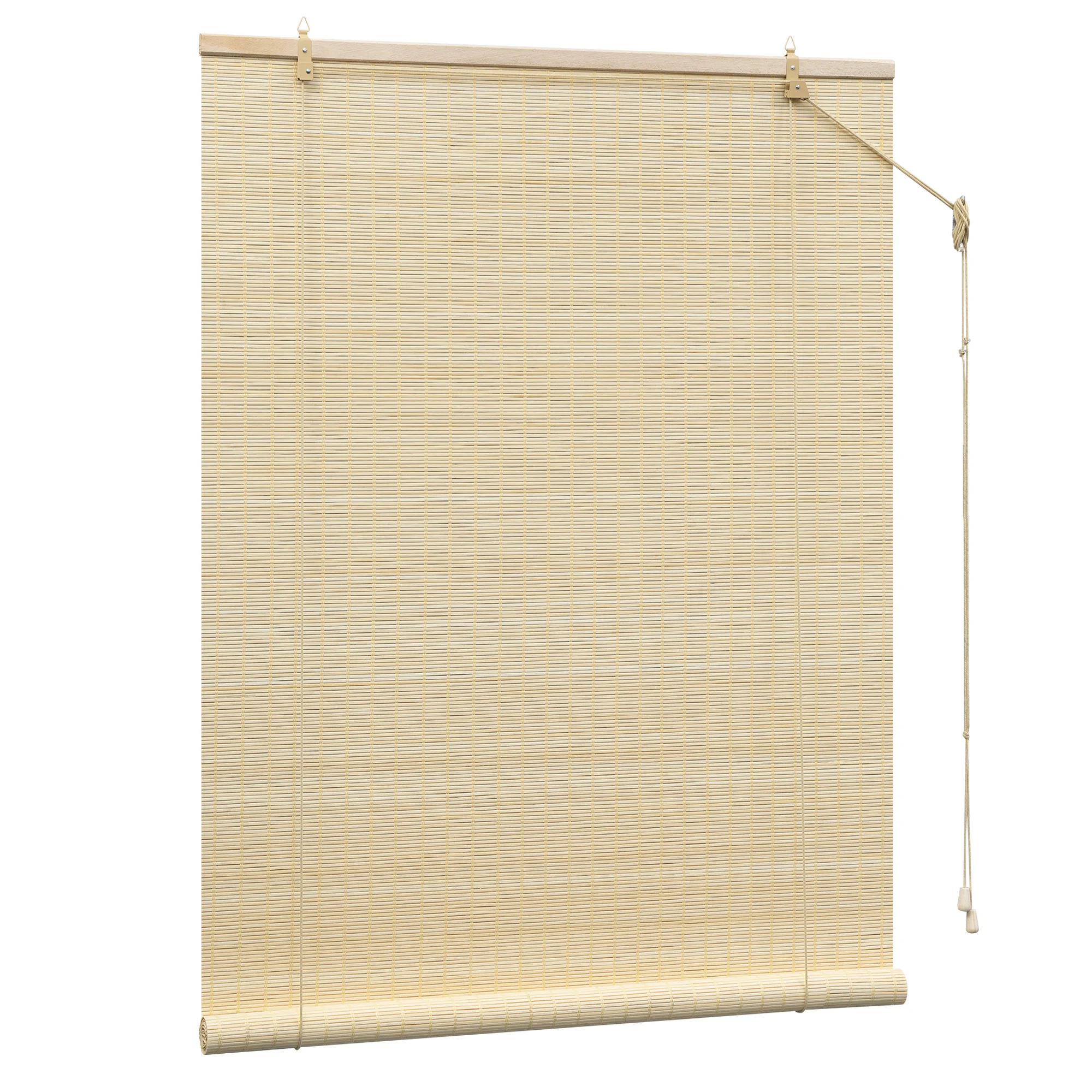 WOLTU – store roulant en bambou, Protection solaire, écran de confidentialité, traction latérale, filtre de lumière aveugle, Ventilation, store occultant pour porte de fenêtre