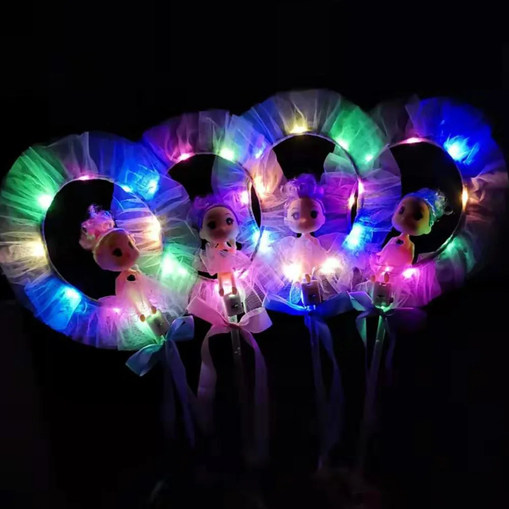 New LED Flash Lace Flower Girl Princess Doll Fairy Wand Creative Cute Princess Flash Wand Children Light-emitting Toy Magic Wand