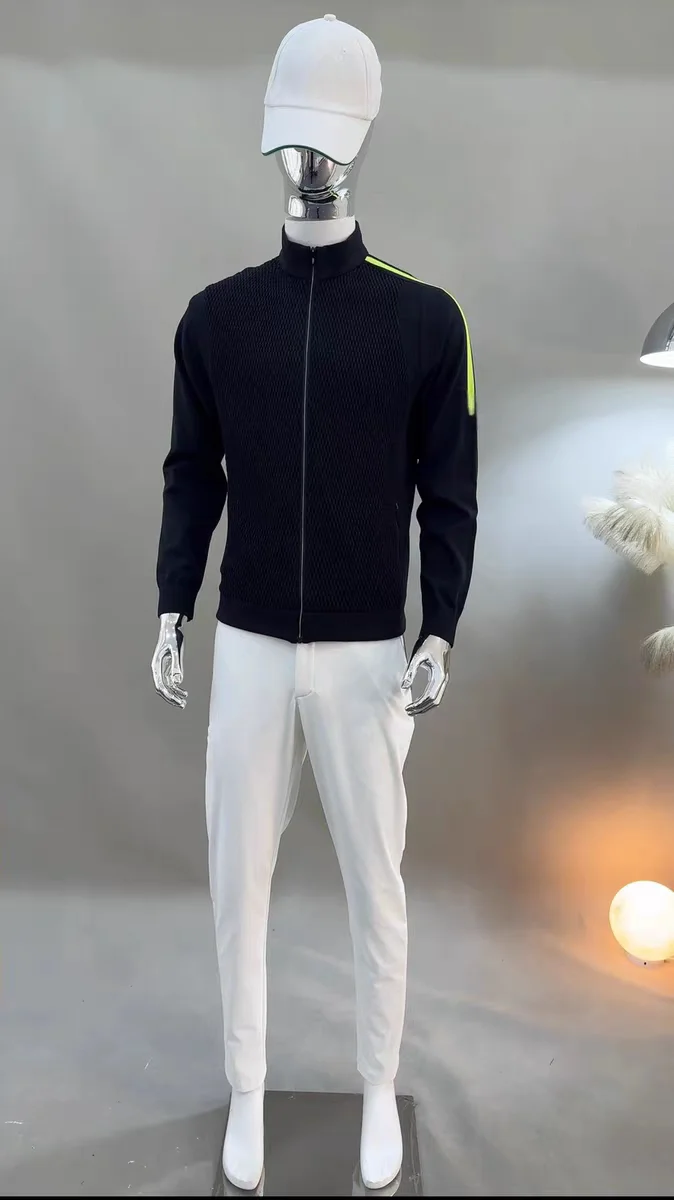 

Новая мужская вязаная кофта для гольфа на молнии, быстросохнущая, дышащая, с длинным рукавом, спортивная куртка, повседневная высококачественная куртка для гольфа и бейсбола 2026 года