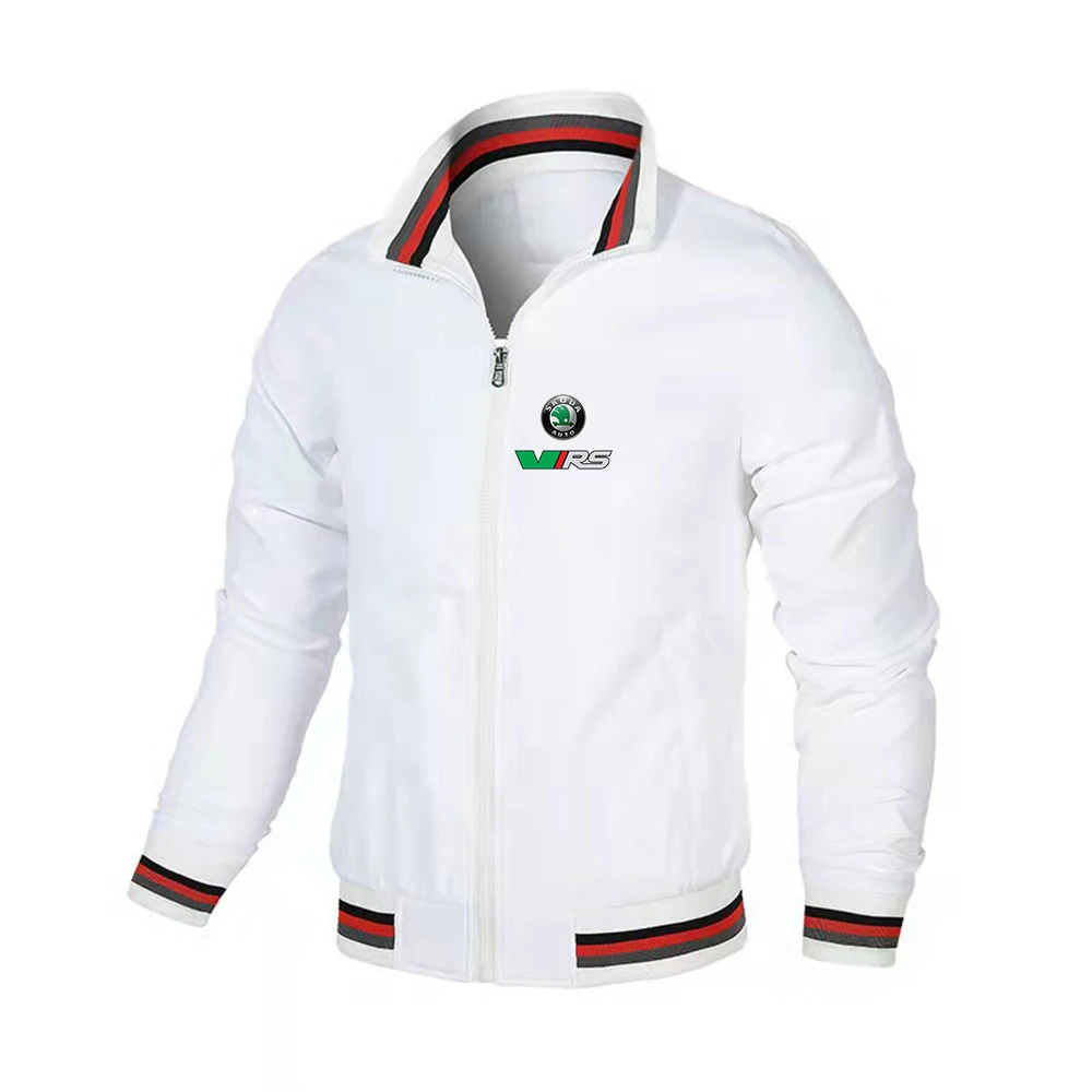 Skoda Rs Vrs Motorsport Graphicorrally Wrc Racing Men Spring Autumn Round Neck Striped Jackets Coat Fashion Printing Quality Top